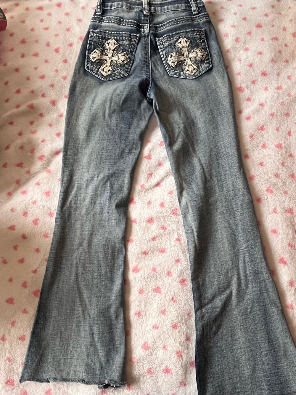 Zigi Soho Light Blue Embroidered Back-Pocket Boot Cut Jeans